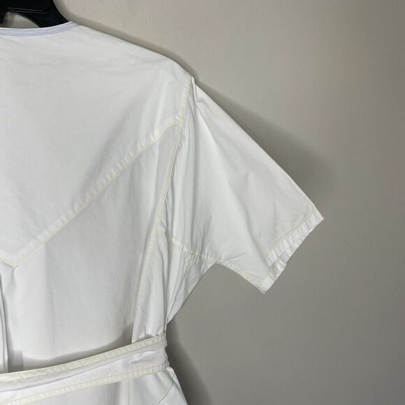 SAUNDERS Collective Nani Dress Womens 2 White Tie Waist Cotton Poplin Pockets - Picture 8 of 13